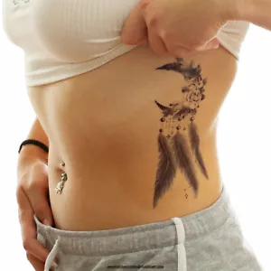 2 x Mond Traumfänger Tattoo - Motiv in Schwarz - Temporary Tattoo - FF111 (2) - Bild 1 von 5