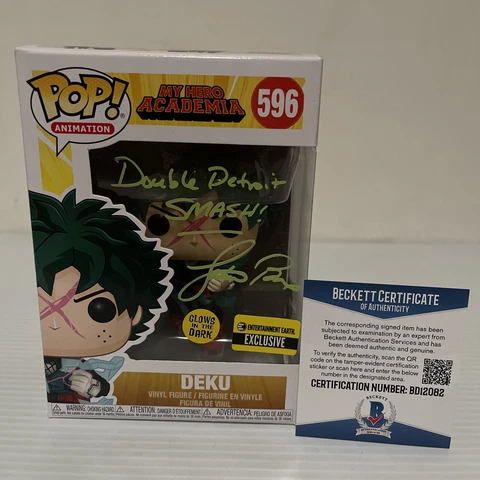 Justin Briner Signed DEKU GITD MY HERO ACADEMIA Exclusive Funko Pop BECKETT 4 Cover