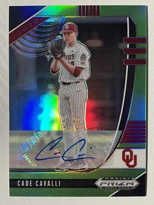 Cade Cavalli 2020 Panini Prizm Draft Picks Auto Lime Green Prizm 19/23 Nationals - Image 1 of 2