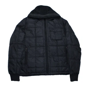 SCHOTT MA7 Padded Jacket Mens Large Black Military Hooded Army Vintage Zip Up - Picture 1 of 17