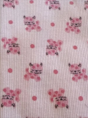 Courdoroy Fabric Remanant Pink With Cats/ Kittens 75.5” X 42” - Image 1 of 4