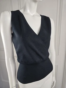 Express Black Sleeveless Fine Knit Top V-neck Sz M Silk Blend - Picture 1 of 9