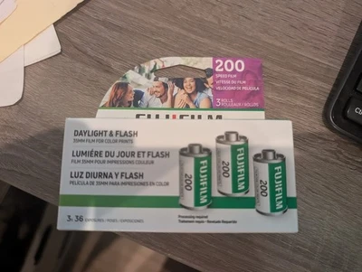 New FUJIFILM 200 ISO 35mm Film 3Pk  36 Exposures Color exp 11/24 cold stored - Image 1 of 3