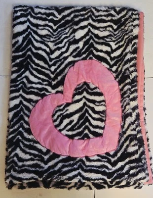 Manta de lana hecha a mano 45x60 estampado Zabra corazón rosa intenso edredón suave Foto 1 de 3
