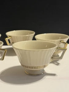 Lenox China Cretan Greek Key Gold Trim Coffee Cups - Picture 1 of 5