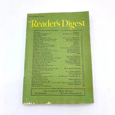 Reader's Digest Magazine September 1946 Articles of Lasting Interest - Image 1 of 4