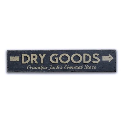 Goods Arrow Sign, Custom Dry Goods Decor -Distressed Wooden Sign - Image 1 of 2