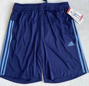 Pantaloncini da allenamento Adidas uomo M blu 3 strisce AEROREADY tasche zip nuovi con etichette - Foto 1 di 3
