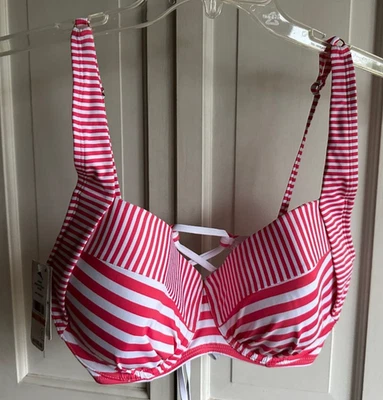 Nuevo con etiquetas $105 Tommy Bahama Breaker Bay Sujetador de bikini con cordones en la espalda con tiras talla 38DD Foto 1 de 4