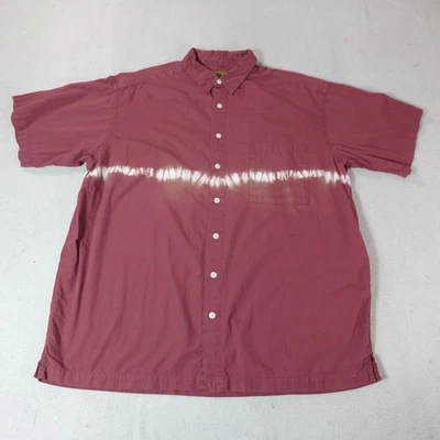 Horny Toad Shirt Mens XL Red Aztec Button Pocket Bleach Stripe Boho Festival - Image 1 of 4