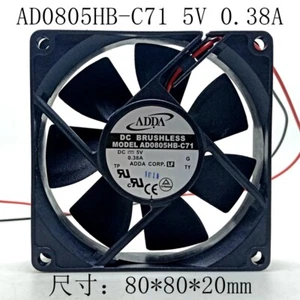 1pc ADDA AD0805HB-C71 8020 8CM 5V Double Ball Industrial Computer Cooling Fan - Picture 1 of 5