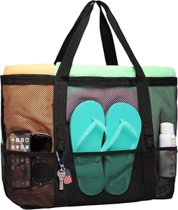 Mesh Beach Bag Family - Large Tote Bag for Cruise Pool Beach Vacation Essentials - Picture 1 of 12