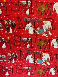 Throw Quilt Reversible Merry Christmas Headline News of Great Joy - Picture 1 of 8