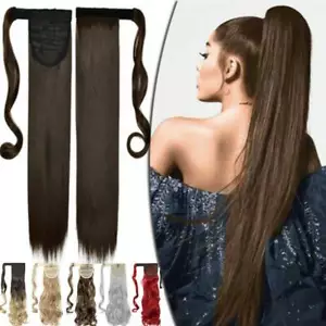 Extension capelli veri lunghi SPESSI avvolgenti come clip umana coda di cavallo NATURALE - Foto 1 di 35