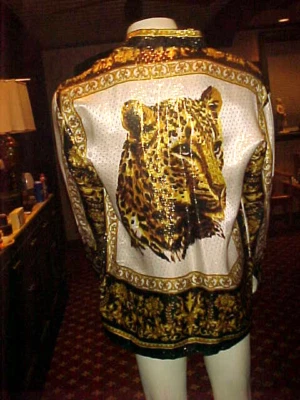 NWT MENS CREME DE SILK  METALLIC SILK SHIRT ANIMAL PRINT MULTICOLOR SIZE LARGE. - Image 1 of 4