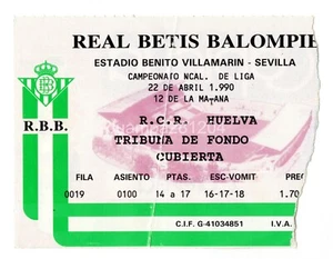 ENTRADA FUTBOL REAL BETIS BALOMPIE - RECREATIVO DE HUELVA 1986/87 TRIBUNA Nº100 - Imagen 1 de 2
