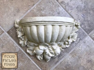 Vintage Faux Plant Flower Holder Wall Sconce, Ivory Color, Resin, 15 x 9 x 4.5" - Picture 1 of 15