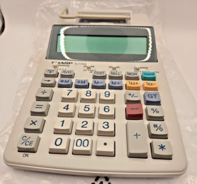 Sharp EL-1750V Two Color Printing Calculator 2 Lines Sec 3 Black Red Open Box - Image 1 of 4