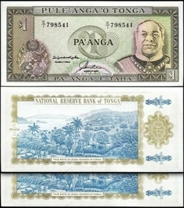 Tonga, 1 Paanga, 1992 - 1995, UNC-, 2 Stück Paar, aufeinanderfolgend, P-25, Präfix C/1 - Bild 1 von 4