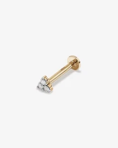 MICHAEL HILL Diamond Trio Flat Back Helix Stud Earring in 10kt Yellow Gold - Picture 1 of 2