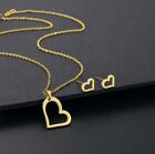 Gold Love Heart Titanium Jewelry Set Necklace & Earring