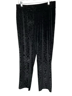 Isaac Mizrahi Live! Pantalones Terciopelo Pierna Recta A551062 Negro Damasco Mediano NUEVO Foto 1 de 4