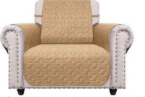 Chair Cover with Anti-Skip Dog Paw Print 100% Water-Resistant Quilted Furniture - Picture 1 of 12