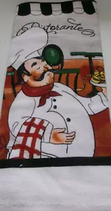 FULL UNCUT CHEF WITH PASTA MEATBALLS Print Cotton Kitchen Towel - Picture 1 of 1