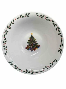 Gibson Home Designs Joyous Gathering Christmas Tree Holly Border Holiday Festive - Picture 1 of 13