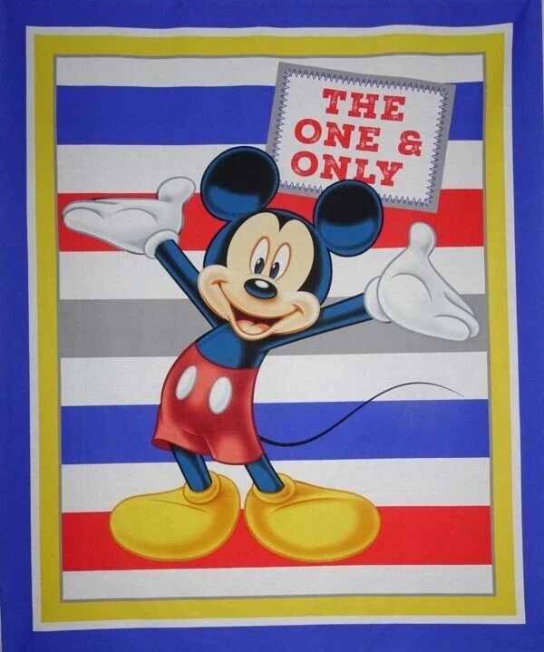 DISNEY MICKEY MOUSE ÚNICO PANEL DE EDREDÓN PANEL TRAMPOSO TELA COLGANTE DE PARED Foto 1 de 1