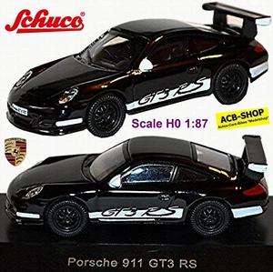 Porsche 911 GT3 Rs 997 Coupé 2006-09 Negro Con Blanco Rayas 1:87 Schuco 25544 - Imagen 1 de 4
