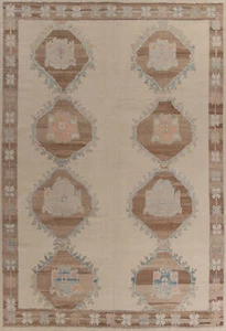 Vegetable Dye Authentic Oushak Turkish Rug 10x13 ft Handmade Wool Carpet - Picture 1 of 20