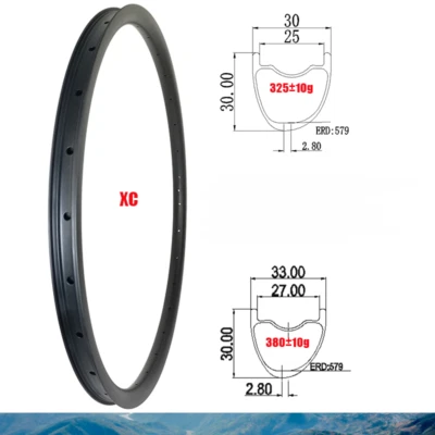 29er 30X30 30X33mm Bicicleta MTB Llanta de Carbono Cubierta Tubeless 24 28 32 Agujeros Foto 1 de 4