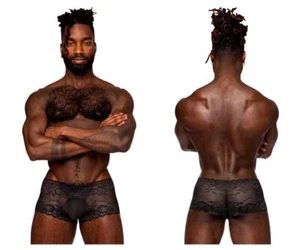 Male Power 127-280 Sassy Lace Mini Short Sheer Pouch Color Black - Picture 1 of 9