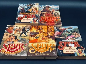 SPUR Lot of 5 Western Paperback Books by Dirk Fletcher 1984-85 - Picture 1 of 13