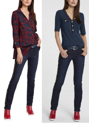 NEU: RÖHREN JEANS MARKANTER FRANSENPASPEL GR. 36 RICK CARDONA dunkelblau D615127 - Bild 1 von 4