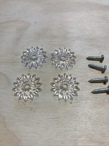 Salvaged Vintage Plastic Flower Mirror Rosettes Set Of 4 - Picture 1 of 2