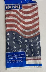 Tablecloth Plastic 54" x 108" Patriotic Red White Blue Table Cover 4th of July - Picture 1 of 3