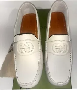 Gucci Men's Loafers Ayrton Interlocking G Driver Ivory Moccasins 10.5 UK- 11.5US - Picture 1 of 11