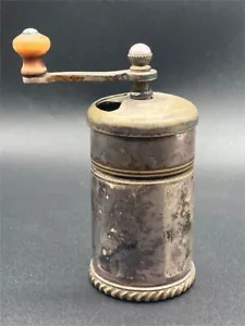 Gorham Pepper Mill Grinder Gadroon Rim Silverplate 1903 Mono LBR original patina - Picture 1 of 8