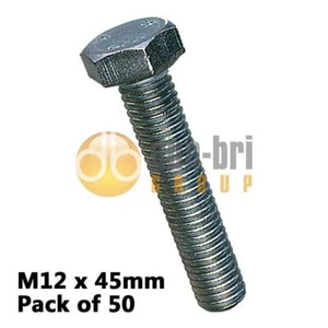 M12 Ø12mm x 45mm Sechskant Madenschraube metrisch HT verzinkt DIN933 50er Pack - Bild 1 von 1
