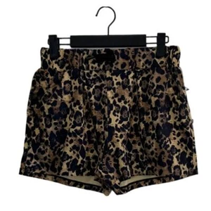 NWT Women's Athletic Workout Shorts Khaki Leopard Print Small - Picture 1 of 9