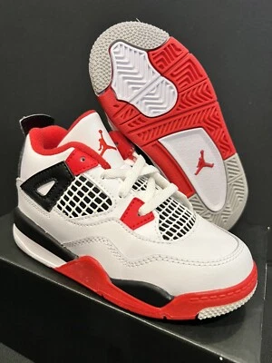 Nike Air Jordan 4 Retro Zapatos Atléticos para Niños TD, Talla 9C - Rojo Fuego Foto 1 de 4