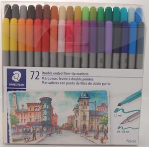 Staedtler Double Ended Fiber-Tip Markers 72 Colors Duo-Color Made in Italy - Picture 1 of 7