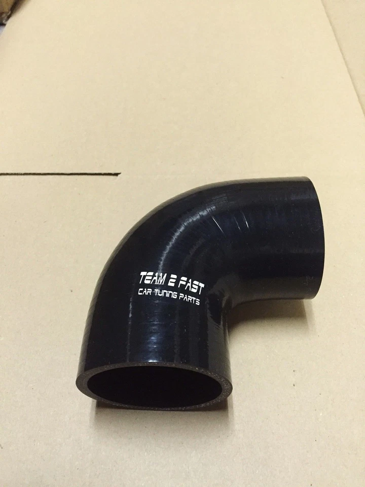 90° Silikonschlauch  90mm 3,5" Gewebe Schlauch Schwarz 89mm Druckschlauch - Bild 1 von 1