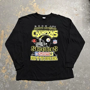 Pittsburgh Steelers Black T-Shirt 2008 AFC Conference Champions 2XL Long Sleeve - Picture 1 of 10