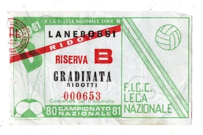 CALCIO BIGLIETTO TICKET  LANEROSSI VICENZA   1980/81 RISERVA B GRADINATA RIDOTTI - Immagine 1 di 2