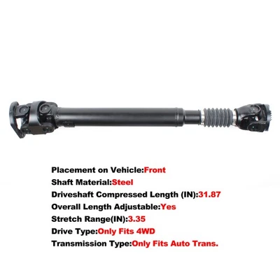 Front Drive Prop Shaft For Dodge Ram 2500 3500 4WD Automatic Trans 52123326AB Foto 1 de 4