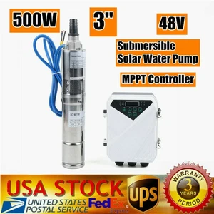 3" DC Solar Wasserpumpe 48V 500W Tauchpumpe Tiefbohrbrunnenpumpe +MPPT Controller - Bild 1 von 12