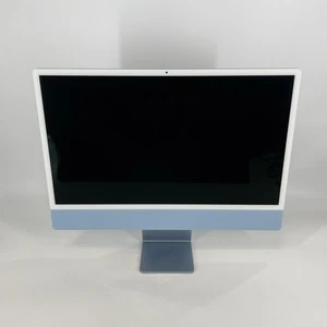 iMac 24 Blue 2021 3.2 GHz M1 8-Core CPU 8-Core GPU 8GB RAM 256GB SSD Excellent - Picture 1 of 7